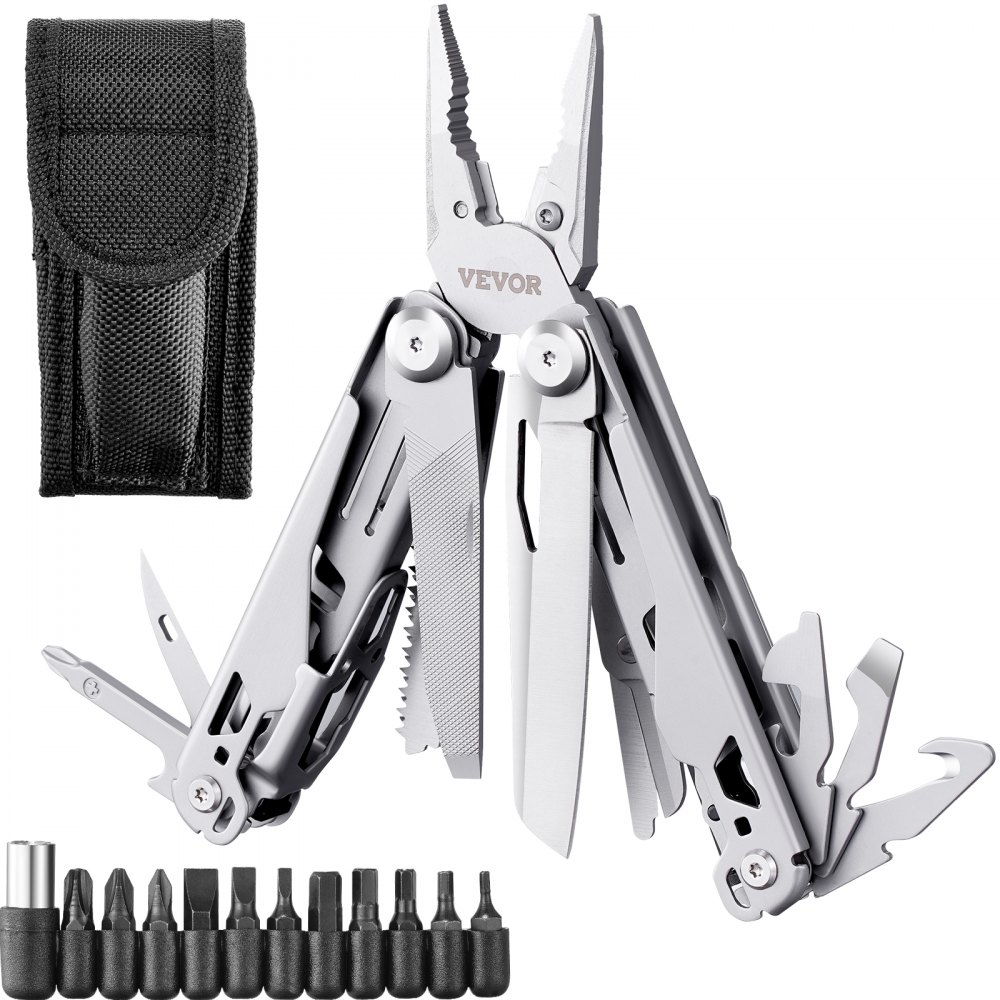 VEVOR 17-In-1 Multitool Pliers, Multi Tool Pliers, Cutters, K-nife,  Scissors Ruler, Screwdrivers, Wood Saw, Can Bottle Opener with Safety  Locking and