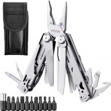 VEVOR 17-In-1 Multitool Pliers, Multi Tool Pliers, Cutters, Knife, Scissors, Ruler, Screwdrivers, Wood Saw, Can Bottle Opener, with Safety Locking and Sheath, for Survival, Camping, Hunting and Hiking