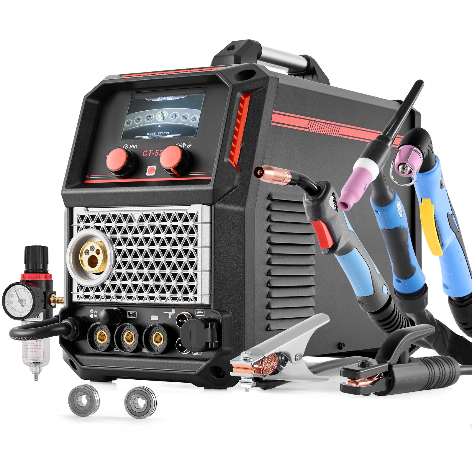 VEVOR 5-in-1 Plasma Cutter Welder Combo - CUT/TIG/Gas MIG/Flux MIG/MMA, 50A Non-Contact Plasma Cutting Machine & 200A Synergic Welder, 220V Aluminum Pulse Mig Welder Compatible with Spool Gun