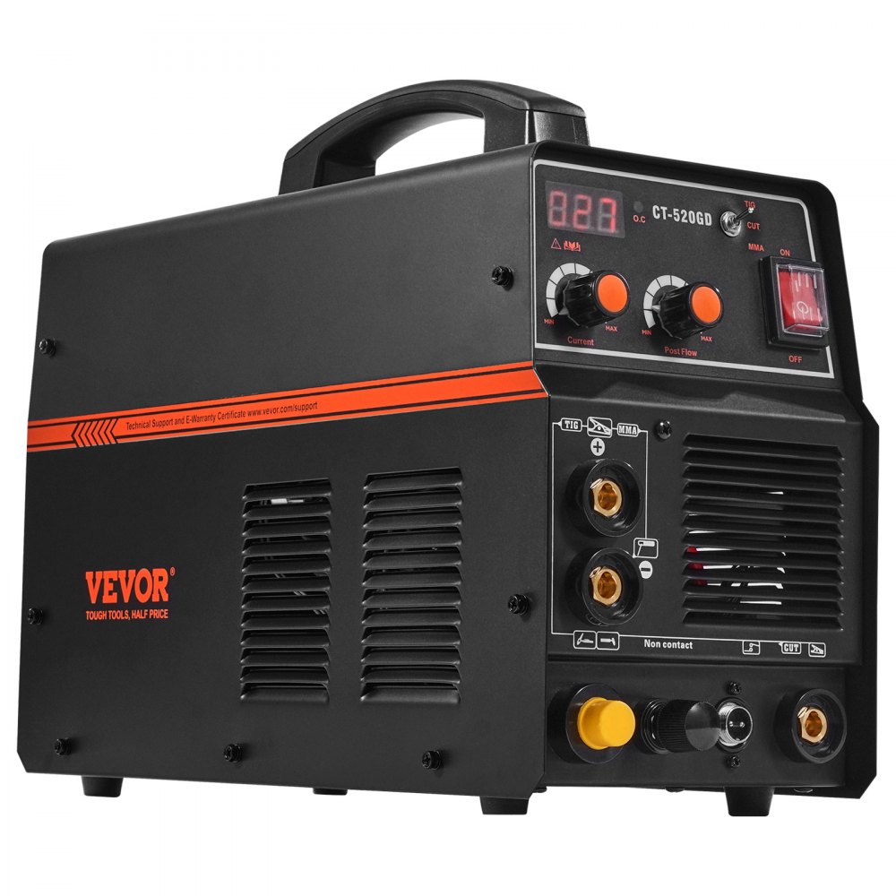 VEVOR 3 in 1 Plasma Cutter Welder Machine, CT-520GD TIG/MMA Plasma Cutter Combo Machine, 50A Non-Touch Pilot Arc Plasma Cutter, 200A TIG and Stick Welder, Digital 110/220V Dual Voltage IGBT Inverter