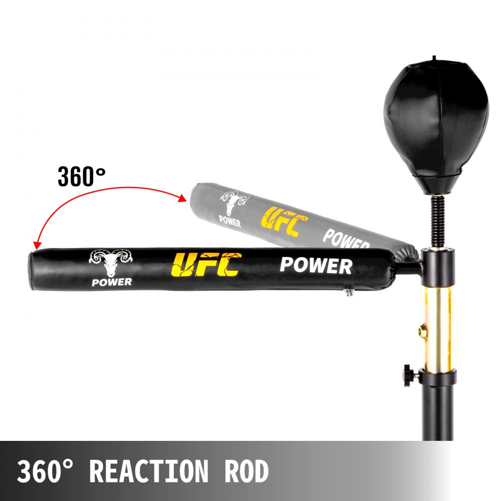VEVOR Reflex Bag Freestanding Height Adjustable Spinning Bar with Boxing Gloves Speed Bag Stand Up Boxing Bar Punching Bag Set with Stand for MMA Training, Stress Relief, Fitness(Black,1 Rod)