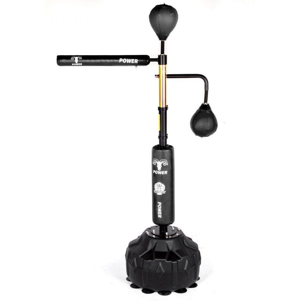 VEVOR Boxing Speed Trainer, Punching Bag Spinning Bar, Training Boxing Ball with Reflex Bar & Gloves, Solid Speed Punching Bag Free Standing, Adjustable Height, for Man, with Two Ball