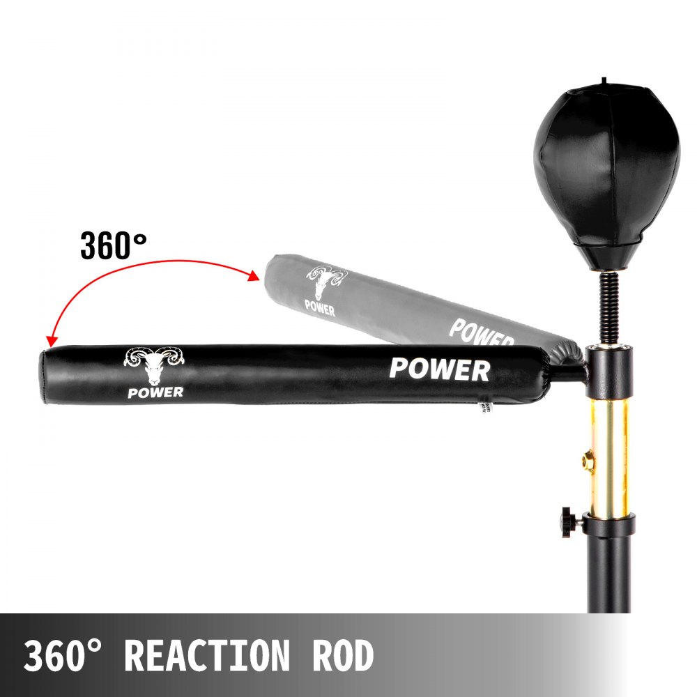 VEVOR Boxing Speed Trainer, Punching Bag Spinning Bar, Training Boxing Ball with Reflex Bar & Gloves, Solid Speed Punching Bag Free Standing, Adjustable Height, for Man, with Two Ball