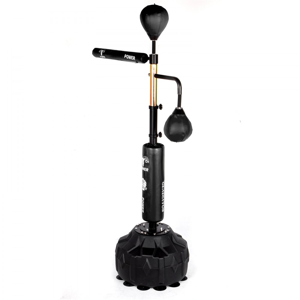 VEVOR Reflex Bag Freestanding Height Adjustable Spinning Bar with Boxing Gloves Speed Bag Stand Up Boxing Bar Punching Bag Set with Stand for MMA Training, Stress Relief, Fitness(Black,2 Rod)