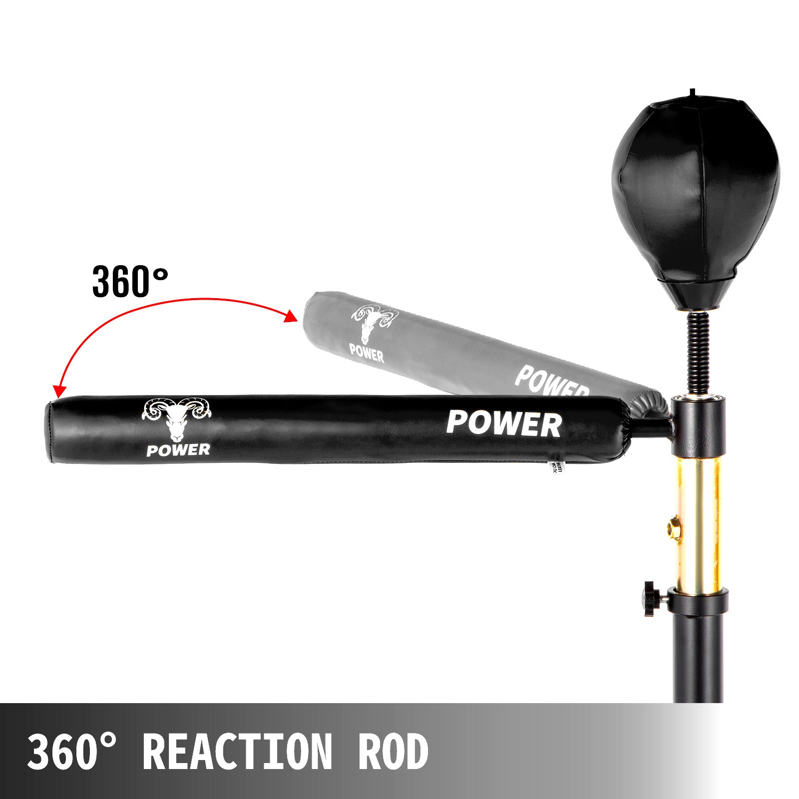 VEVOR Boxing Speed Trainer, Punching Bag Spinning Bar, Training Boxing Ball with Reflex Bar & Gloves, Solid Speed Punching Bag Free Standing, Adjustable Height, for Man, with Two Ball