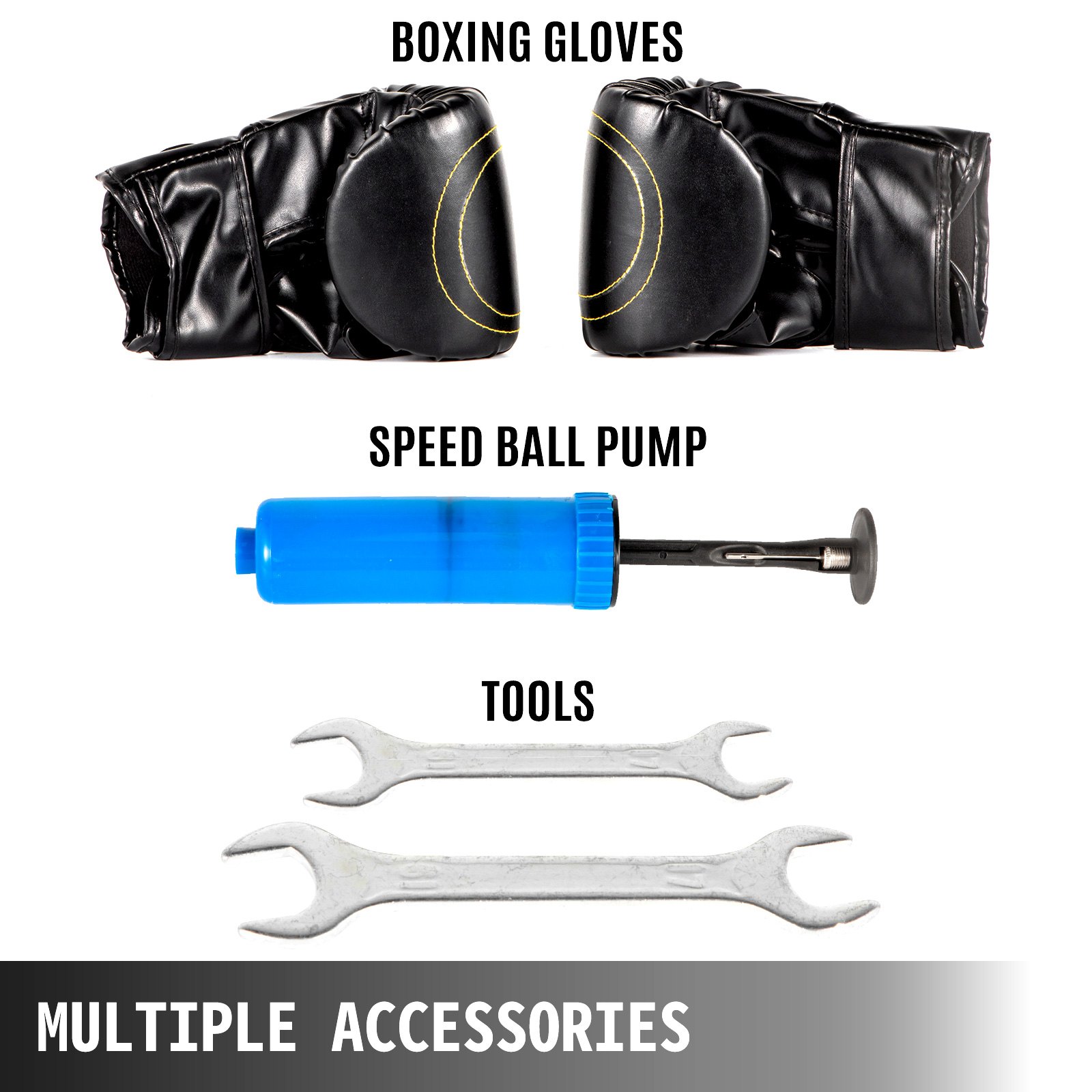 VEVOR Boxing Speed Trainer, Punching Bag Spinning Bar, Training Boxing Ball with Reflex Bar & Gloves, Solid Speed Punching Bag Free Standing, Adjustable Height, for Man, with Two Ball