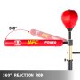 VEVOR Boxing Speed Trainer, Punching Bag Spinning Bar, Training Boxing Ball with Reflex Bar & Gloves, Solid Speed Punching Bag Free Standing, Adjustable Height, for Adult&Kid, Red with Two Ball