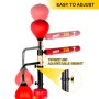 VEVOR Boxing Speed Trainer, Punching Bag Spinning Bar, Training Boxing Ball with Reflex Bar & Gloves, Solid Speed Punching Bag Free Standing, Adjustable Height, for Adult&Kid, Red with Two Ball