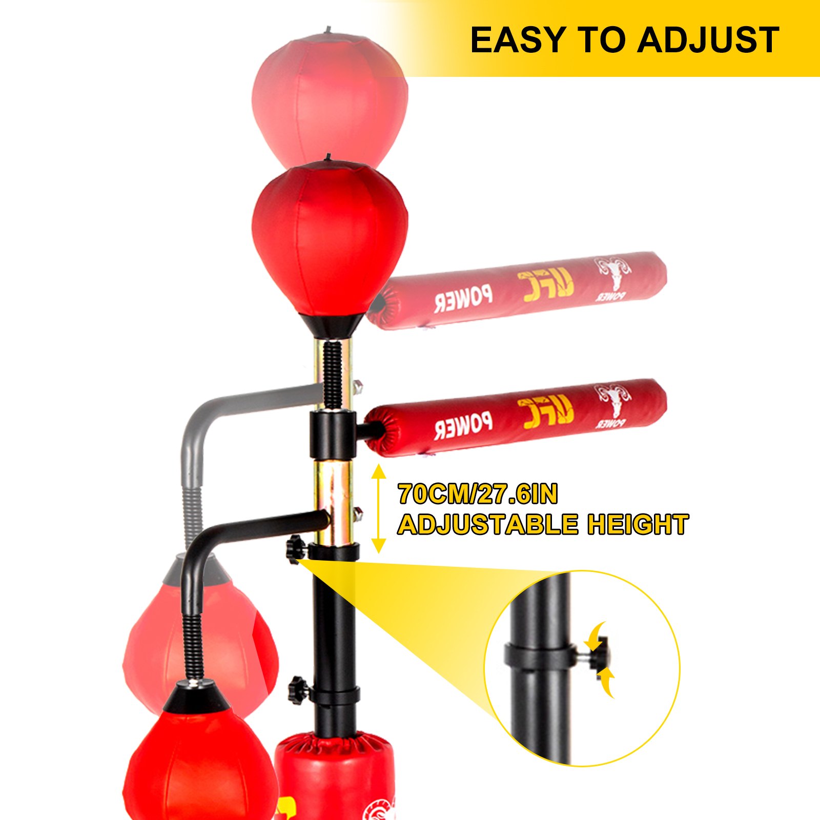 VEVOR boxing speed trainer with adjustable height up to 70cm/27.6in.
