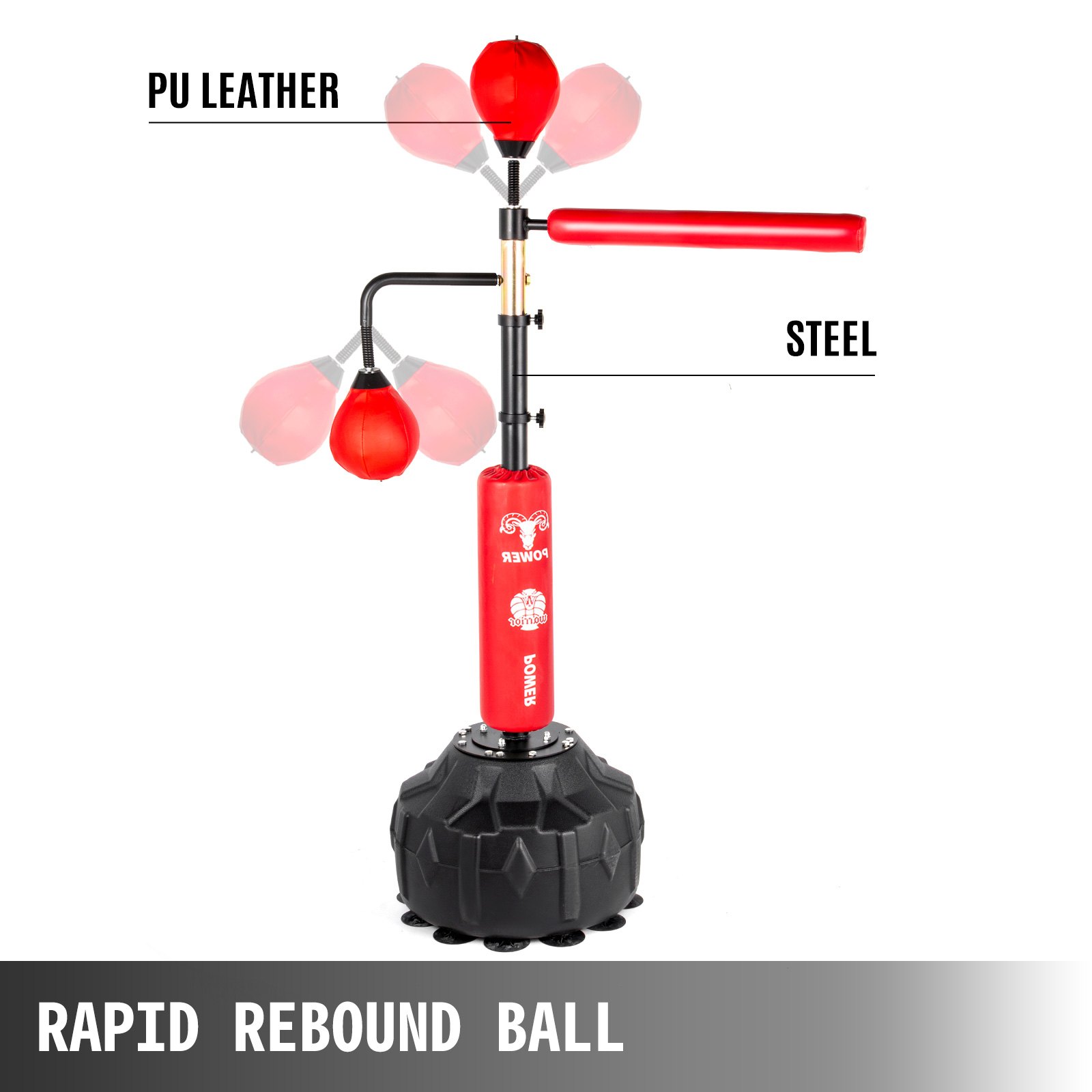 Reflex Bag Freestanding Height Adjust, Spinning Bar Speed bag Stand Up, Training