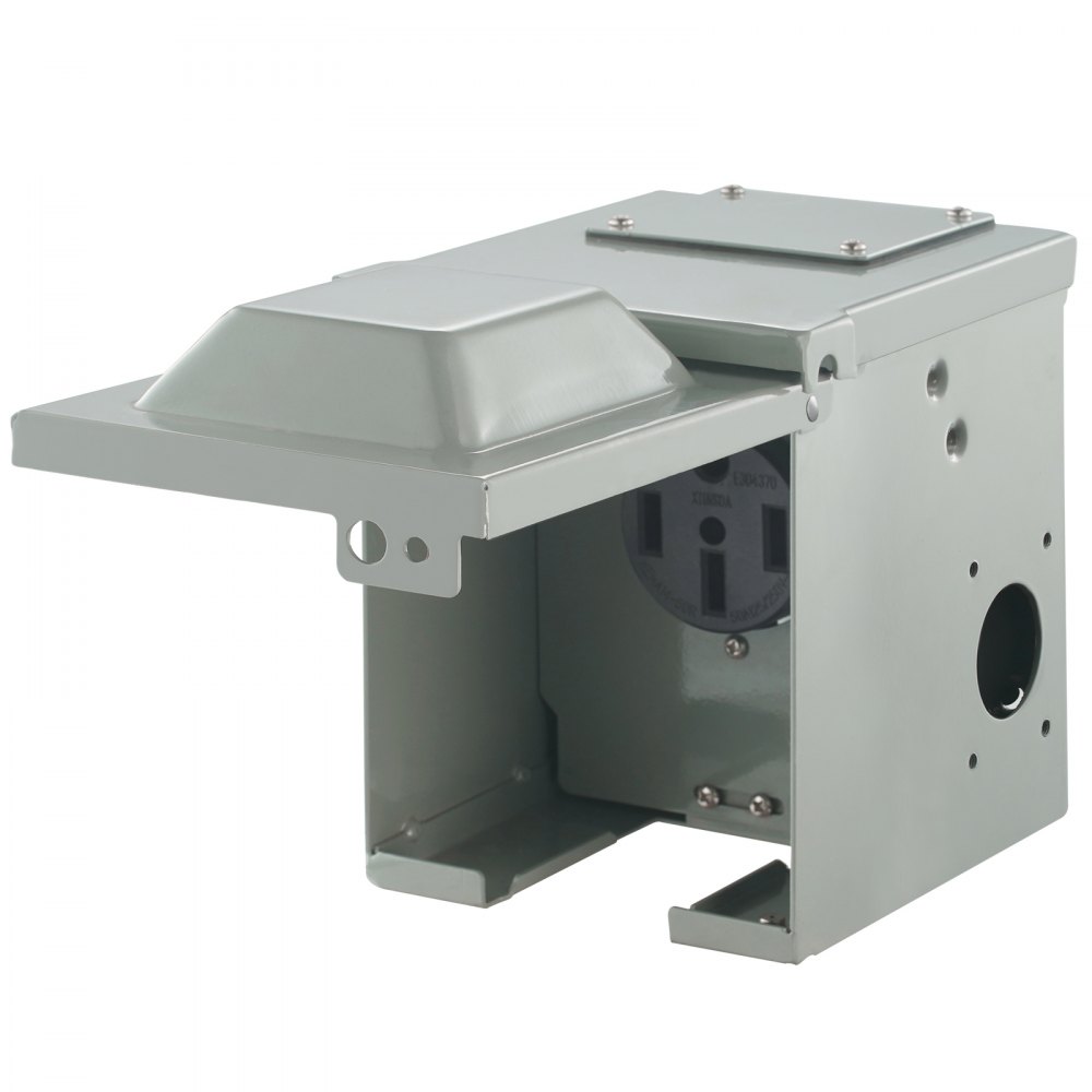 VEVOR 50 Amp RV Power Outlet Box, 125/250 Volt, Enclosed Lockable Outdoor RV Receptacle Box, NEMA 14-50R Weatherproof Electrical Panel, for RV Camper Trailer Motorhome Electric Car, UL Listed Outlet