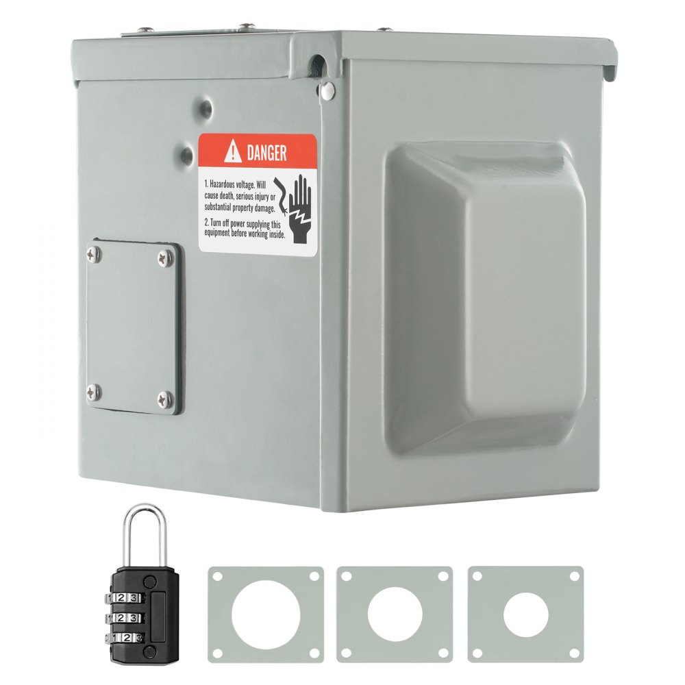 VEVOR 50 Amp RV Power Outlet Box, 125/250 Volt, Enclosed Lockable Outdoor RV Receptacle Box, NEMA 14-50R Weatherproof Electrical Panel, for RV Camper Trailer Motorhome Electric Car, UL Listed Outlet