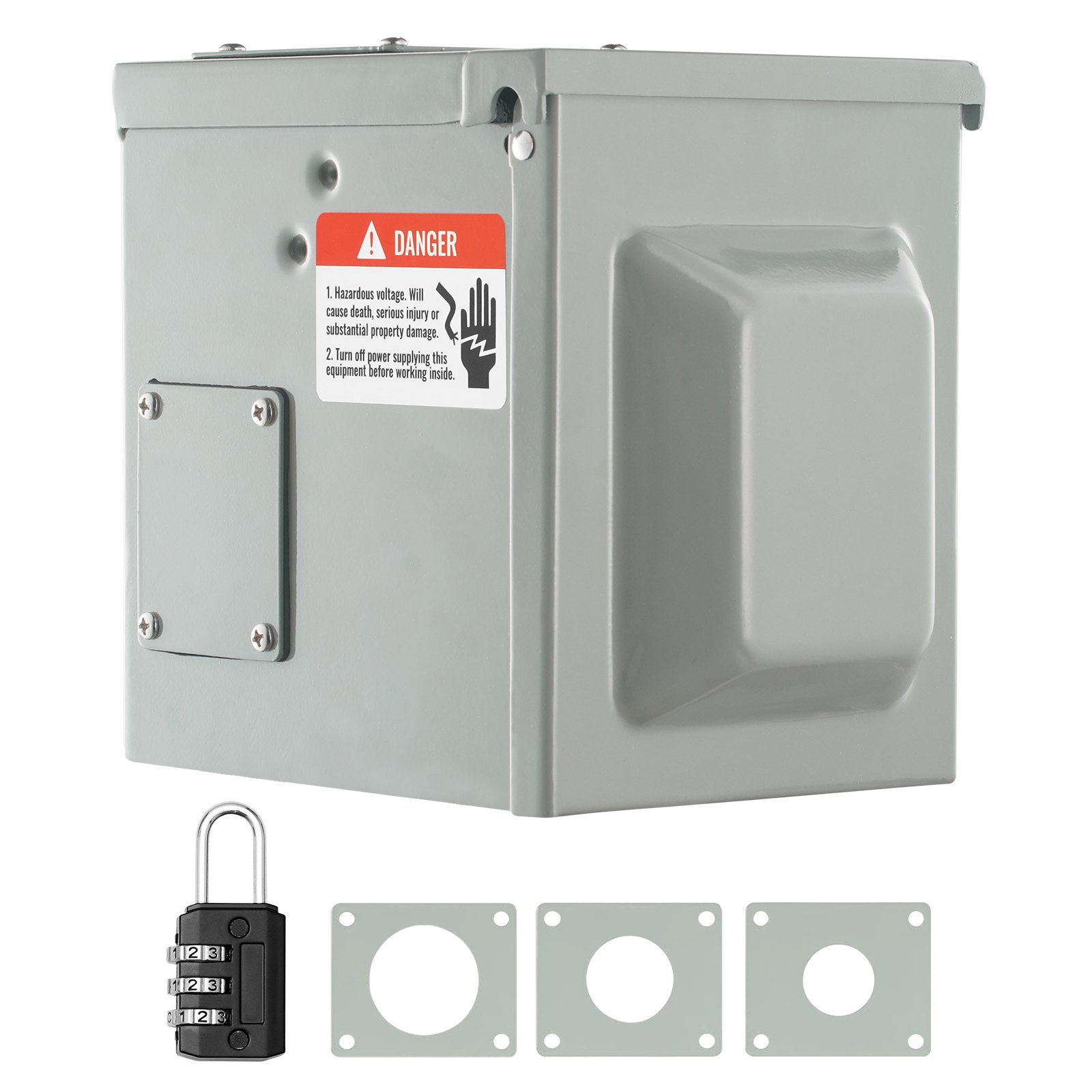 VEVOR 50 Amp RV Power Outlet Box, 125/250 Volt, Enclosed Lockable Outdoor RV Receptacle Box, NEMA 14-50R Weatherproof Electrical Panel, for RV Camper Trailer Motorhome Electric Car, UL Listed Outlet