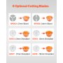 VEVOR Food Processor & Vegetable Chopper, 2 Feeding Holes Food-Grade Stainless Steel Food Processor Chopper with Detachable 6 Blades, 3mm/5mm/7mm/10mm Shredder, 2mm/4mm Slicer, for Vegetables, Fruit