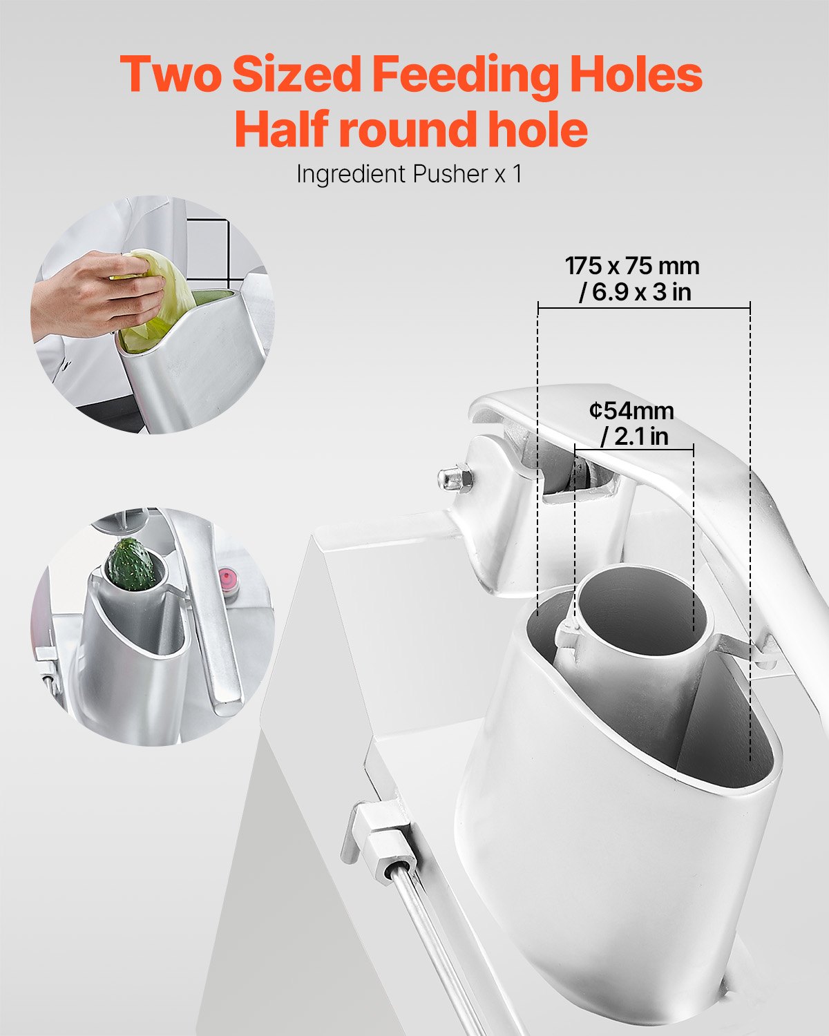 VEVOR Food Processor & Vegetable Chopper, 2 Feeding Holes Food-Grade Stainless Steel Food Processor Chopper with Detachable 6 Blades, 3mm/5mm/7mm/10mm Shredder, 2mm/4mm Slicer, for Vegetables, Fruit