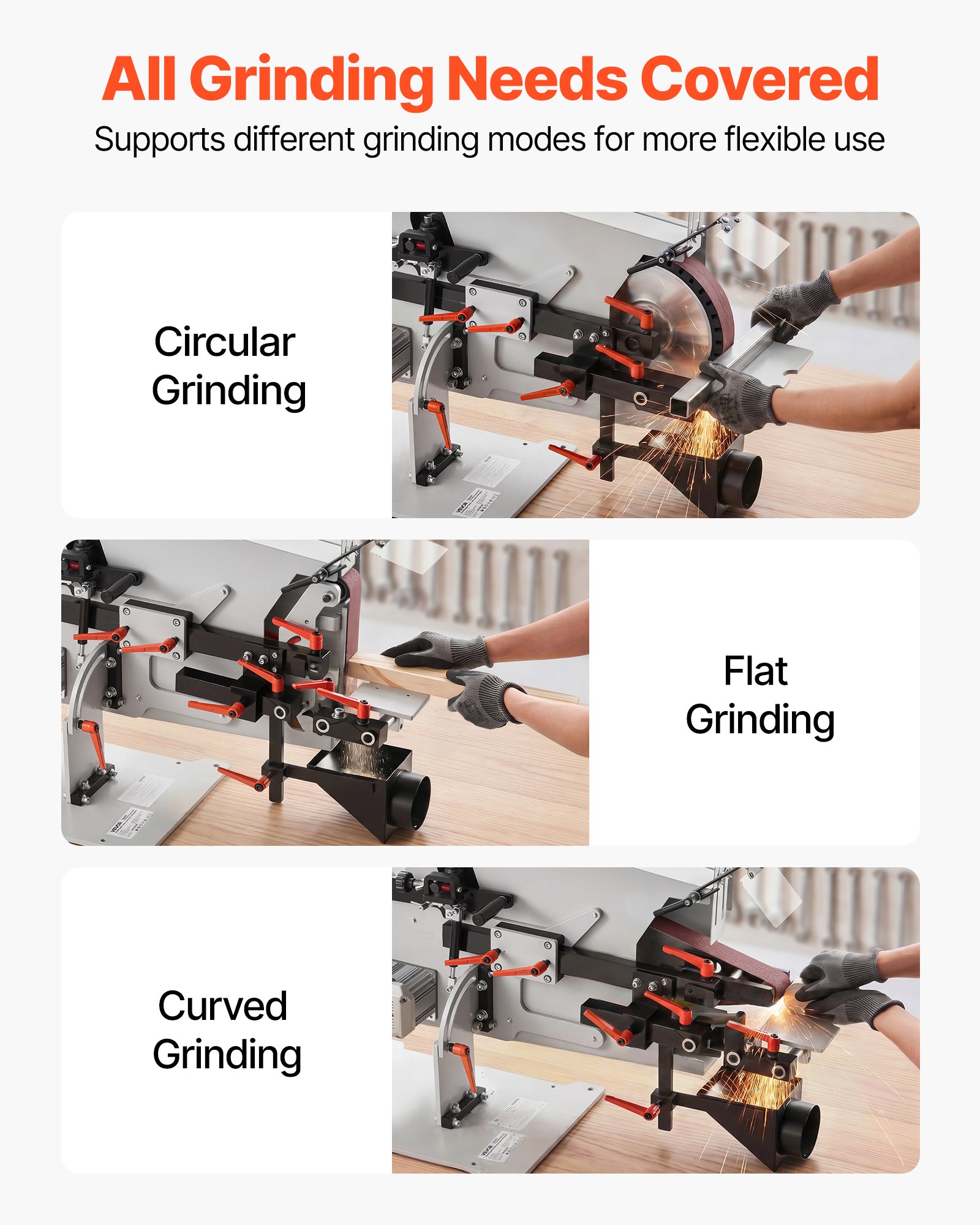 VEVOR Belt Grinder Sander with VFD, 1829 x 51mm Variable Speed Belt Polisher, 1500W Knife Making Machine with 3 Grinding Modes & 3PCS Belts for Metalworking, Compatible with (1829-2083) x 51mm Belts