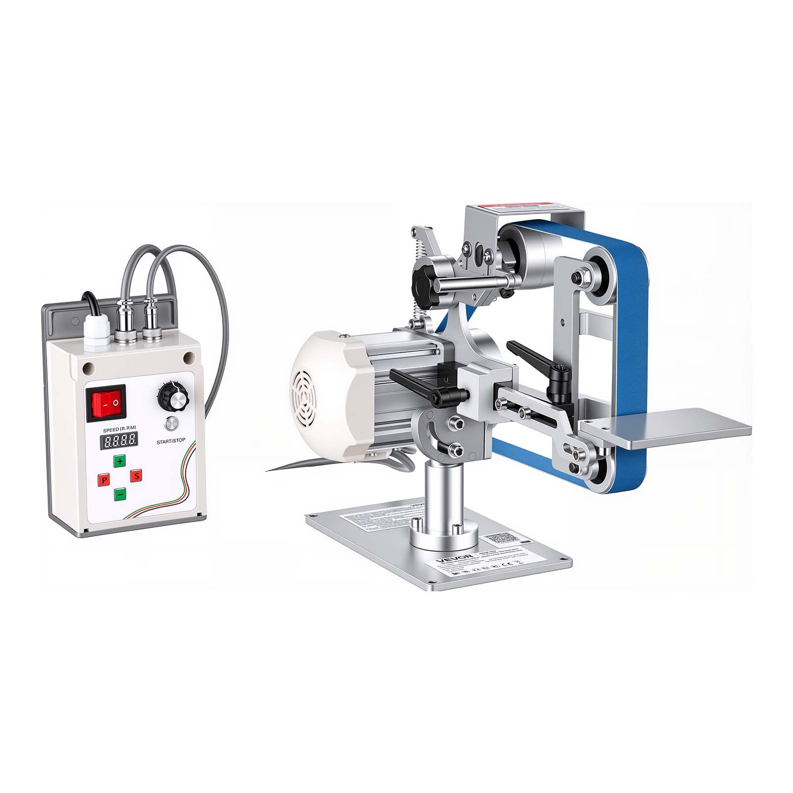 VEVOR Belt Grinder Sander with VFD, 762mm x 25.4mm Variable Speed Belt Polisher, 550W Polishing Grinding Machine with 2 Grinding Modes & 3PCS Sanding Belts for Metalworking, Knife Making