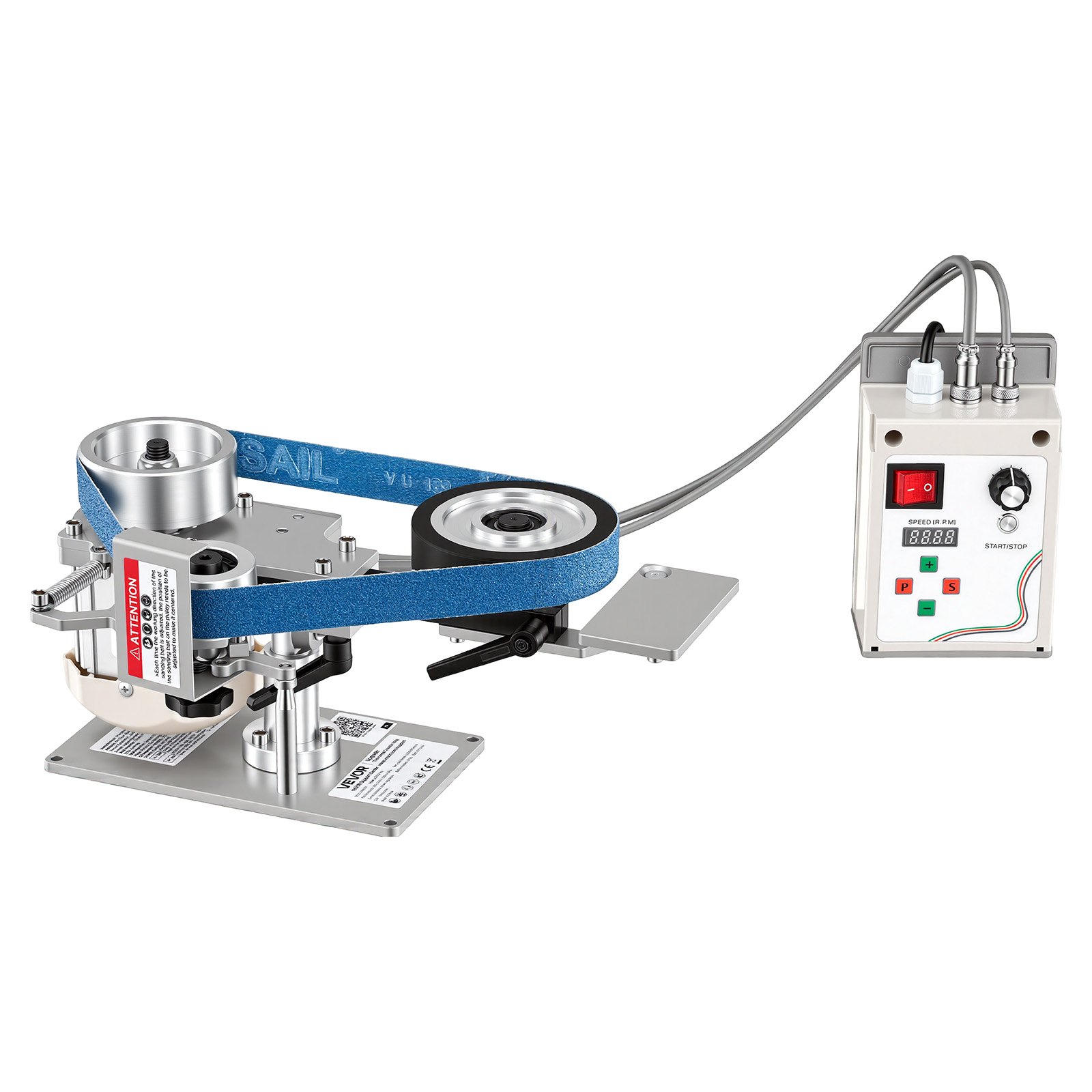 VEVOR Belt Grinder Sander with VFD, 762mm x 25.4mm Variable Speed Belt Polisher, 550W Polishing Grinding Machine with 2 Grinding Modes & 3PCS Sanding Belts for Metalworking, Knife Making