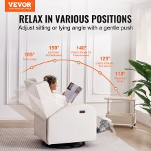 VEVOR Electronic Power Recliner and Swivel Glider, 250 lbs Weight Capacity Swivel Glider Recliner Chair with USB Port, Polyester Surface Swivel Rocker Recliner  for Living Room, Bedroom,  Off White