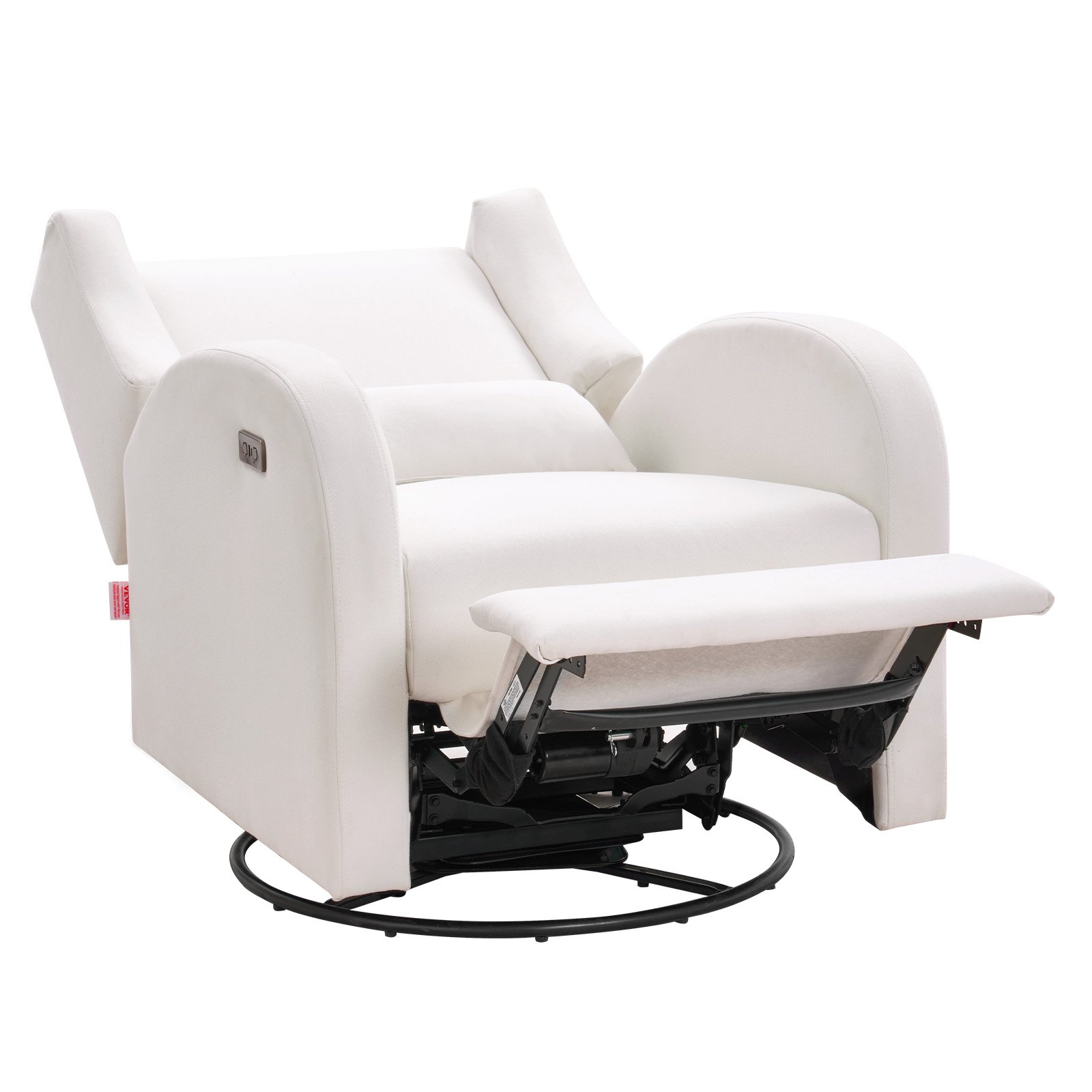 VEVOR Electronic Power Recliner and Swivel Glider, 113.4 kg Weight Capacity Swivel Glider Recliner Chair with Adjustable Angle, Polyester Surface Recliner Rocker for Living Room, Bedroom, Off White