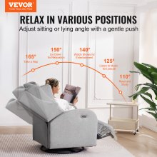 VEVOR Electronic Power Recliner and Swivel Glider, 250 lbs Weight Capacity Swivel Glider Recliner Chair with Adjustable Angle, Polyester Surface Recliner Rocker for Living Room, Bedroom, Light Gray