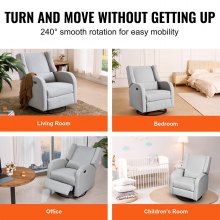 VEVOR Electronic Power Recliner and Swivel Glider, 250 lbs Weight Capacity Swivel Glider Recliner Chair with USB Port, Polyester Surface Swivel Rocker Recliner  for Living Room, Bedroom, Light Gray