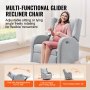 VEVOR Electronic Power Recliner and Swivel Glider, 250 lbs Weight Capacity Swivel Glider Recliner Chair with Adjustable Angle, Polyester Surface Recliner Rocker for Living Room, Bedroom, Light Gray