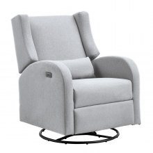 VEVOR Electronic Power Recliner og Swivel Glider, 250 lbs Vægt Kapacitet Swivel Glider Hvilestol med justerbar vinkel, polyester overflade hvilestol til stue, soveværelse, lysegrå