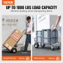 VEVOR Aluminum Hand Truck, 2 in 1, 454 kg Max Load Capacity, Heavy Duty Industrial Convertible Folding Hand Truck and Dolly, Utility Cart Converts from Hand Truck to Platform Cart with Rubber Wheels