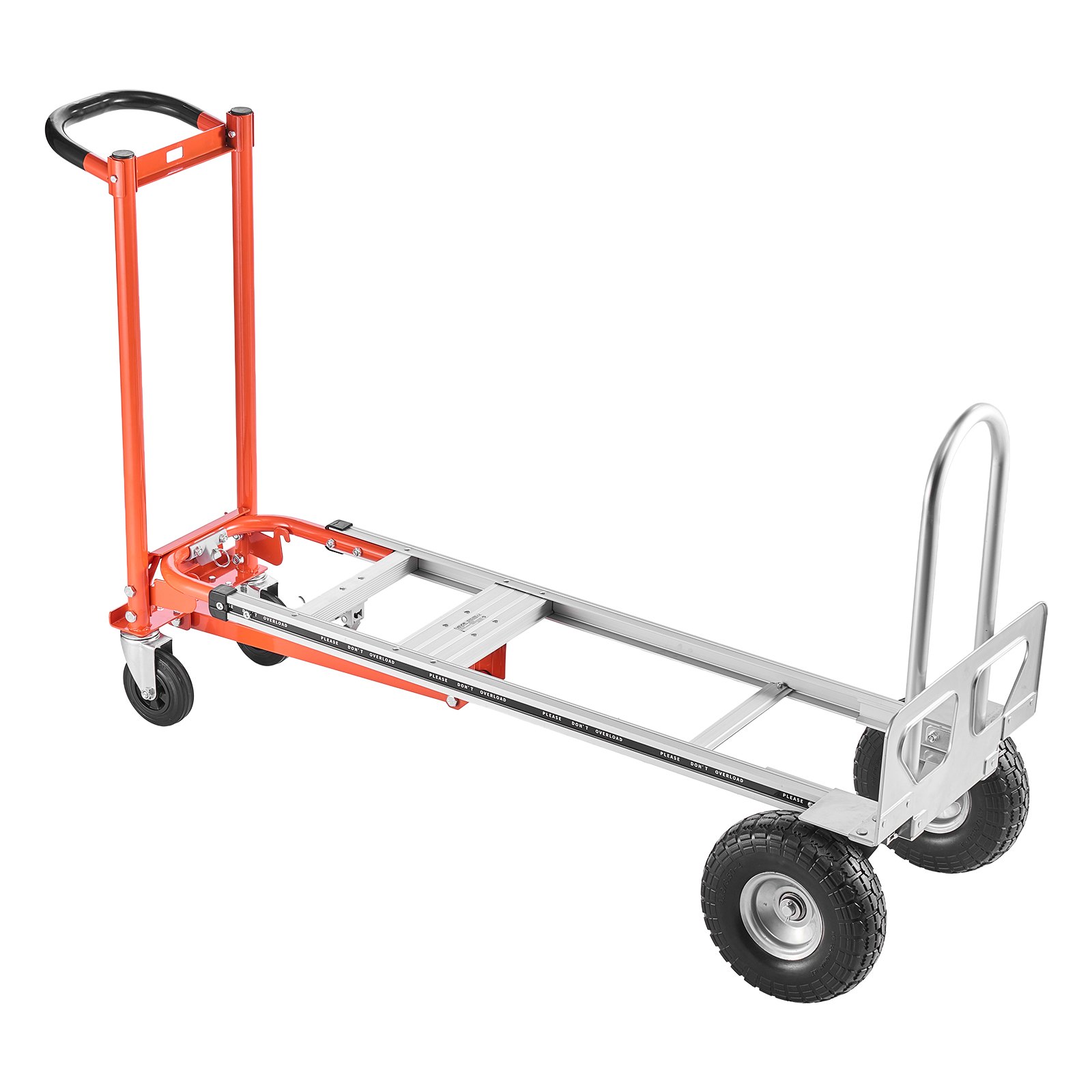 VEVOR 4 in 1 Hand Truck, 453.6 kg Load Capacity for 4-Wheel Mode, Convertible Hand Truck Dolly with Non-Slip Handle & Wheels, Aluminum Alloy Portable Trolley Dolly for Moving Home, Office, Warehouse