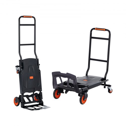 VEVOR Aluminum Hand Truck, 2 in 1, 300 lbs Load Capacity, Heavy Duty Industrial Convertible Folding Hand Truck and Dolly, Utility Cart Converts from Hand Truck to Platform Cart with Rubber Wheels