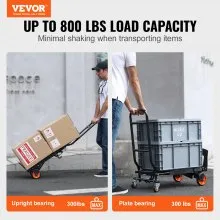 VEVOR Aluminum Hand Truck, 2 in 1, 300 lbs Load Capacity, Heavy Duty Industrial Convertible Folding Hand Truck and Dolly, Utility Cart Converts from Hand Truck to Platform Cart with Rubber Wheels