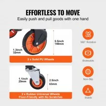 VEVOR Aluminum Hand Truck, 2 in 1, 300 lbs Load Capacity, Heavy Duty Industrial Convertible Folding Hand Truck and Dolly, Utility Cart Converts from Hand Truck to Platform Cart with Rubber Wheels