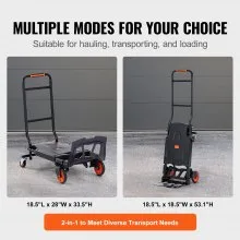 VEVOR Aluminum Hand Truck, 2 in 1, 300 lbs Load Capacity, Heavy Duty Industrial Convertible Folding Hand Truck and Dolly, Utility Cart Converts from Hand Truck to Platform Cart with Rubber Wheels