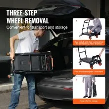 VEVOR Aluminum Hand Truck, 2 in 1, 300 lbs Load Capacity, Heavy Duty Industrial Convertible Folding Hand Truck and Dolly, Utility Cart Converts from Hand Truck to Platform Cart with Rubber Wheels