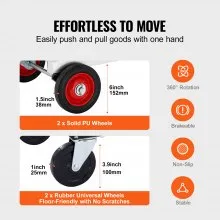 VEVOR Aluminum Hand Truck, 2 in 1, 400 lbs Load Capacity, Heavy Duty Industrial Convertible Folding Hand Truck and Dolly, Utility Cart Converts from Hand Truck to Platform Cart with Rubber Wheels