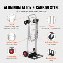 VEVOR Aluminum Hand Truck, 2 in 1, 400 lbs Load Capacity, Heavy Duty Industrial Convertible Folding Hand Truck and Dolly, Utility Cart Converts from Hand Truck to Platform Cart with Rubber Wheels