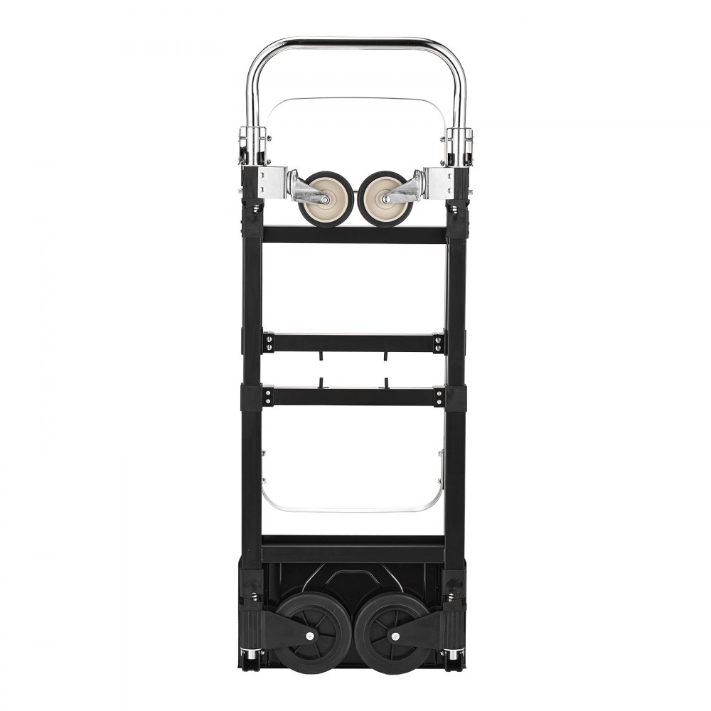 VEVOR 2 in 1 Folding Hand Truck, 226.9 kg Load Capacity for 4-Wheel Mode, Convertible Hand Truck Dolly with Wheels & Adjustable Handle, Portable Trolley Dolly for Moving Home, Office, Warehouse