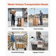 VEVOR 2 in 1 Folding Hand Truck, 500 lbs Load Capacity for 4-Wheel Mode, Convertible Hand Truck Dolly with Wheels & Adjustable Handle, Portable Trolley Dolly for Moving Home, Office, Warehouse