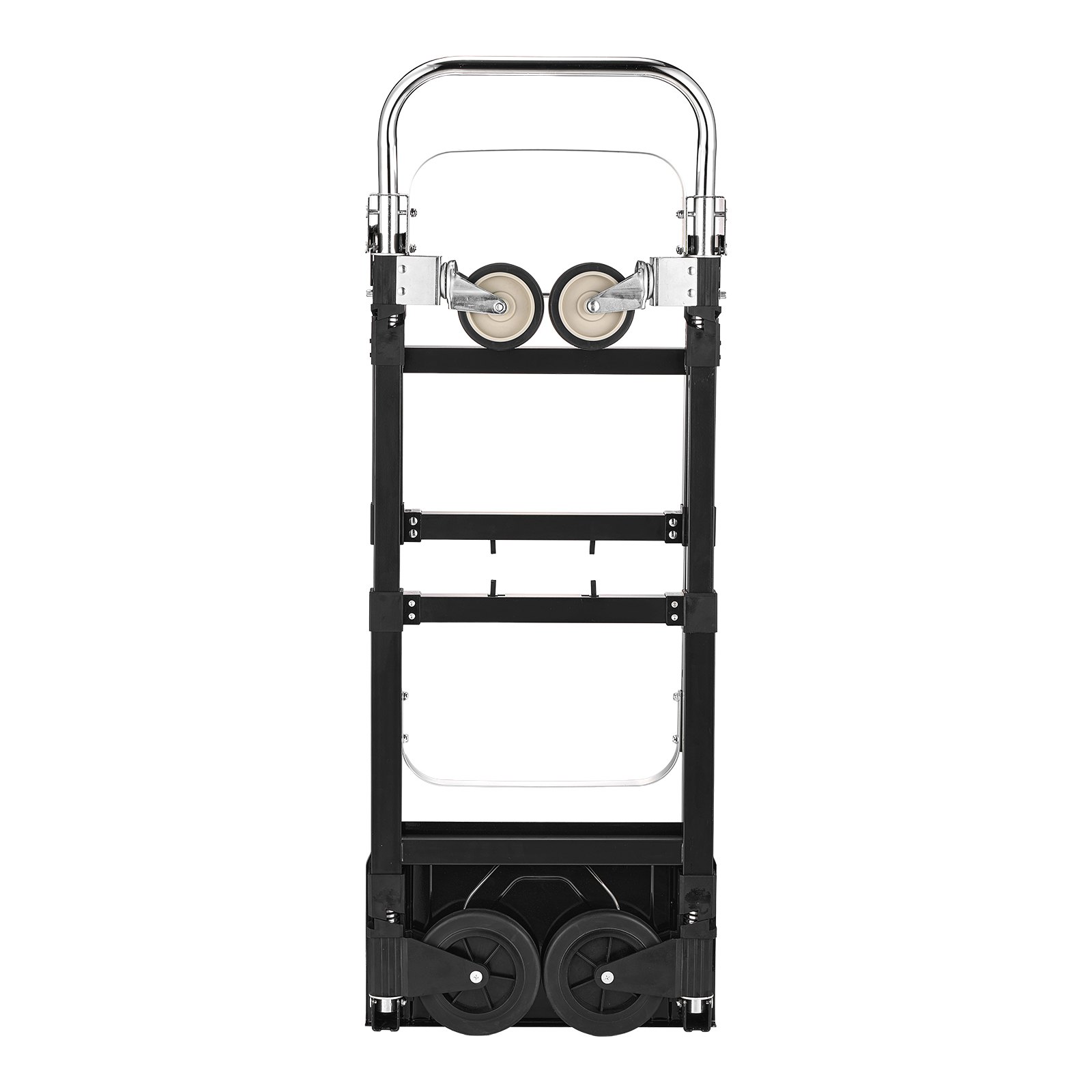 VEVOR 2 in 1 Folding Hand Truck, 226.9 kg Load Capacity for 4-Wheel Mode, Convertible Hand Truck Dolly with Wheels & Adjustable Handle, Portable Trolley Dolly for Moving Home, Office, Warehouse