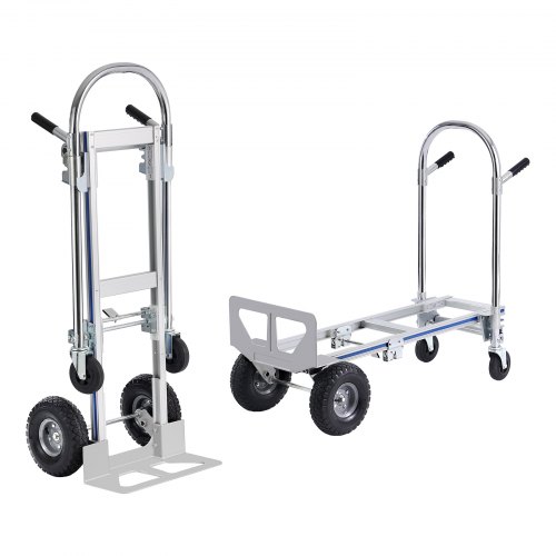 VEVOR Aluminum Hand Truck, 2 in 1, 362.9 kg Load Capacity, Heavy Duty Industrial Convertible Folding Hand Truck and Dolly, Utility Cart Converts from Hand Truck to Platform Cart with Rubber Wheels