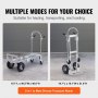 VEVOR Aluminum Hand Truck, 2 in 1, 363 kg Max Load Capacity, Heavy Duty Industrial Convertible Folding Hand Truck and Dolly, Utility Cart Converts from Hand Truck to Platform Cart with Rubber Wheels