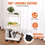 VEVOR 3-Tier Rolling Utility Cart, Kitchen Cart with Lockable Wheels, Multi-Functional Storage Trolley with Handle for Office, Living Room, Kitchen, Movable Storage Basket Organizer Shelves, White
