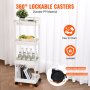 VEVOR 4-Tier Rolling Utility Cart, Kitchen Cart with Lockable Wheels, Multi-Functional Storage Trolley with Handle for Office, Living Room, Kitchen, Movable Storage Basket Organizer Shelves, White
