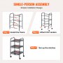 VEVOR 3-Tier Metal Rolling Cart, Heavy Duty Utility Cart with Lockable Wheels, Multi-Functional Storage Trolley with Handle for Office, Living Room, Kitchen, Movable Storage Organizer Shelves, Black