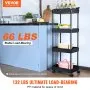 VEVOR 4-Tier Rolling Utility Cart, Kitchen Cart with Lockable Wheels, Multi-Functional Storage Trolley with Handle for Office, Living Room, Kitchen, Movable Storage Basket Organizer Shelves, Black
