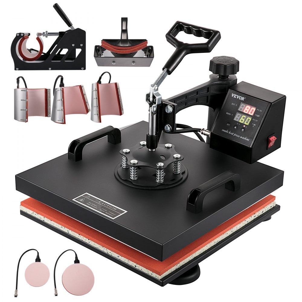 VEVOR 3-in-1 Auto Hat Heat Press with 3pcs Interchangeable Platens