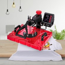 VEVOR Heat Press 12X15 Inch 8 In 1 Heat Press 1000W Heat Press Machine with 360° Rotation Swing Away Red Heat Press T-Shirt Sublimation Machine Dual-tube Heating for DIY Caps  Mugs and Shirts