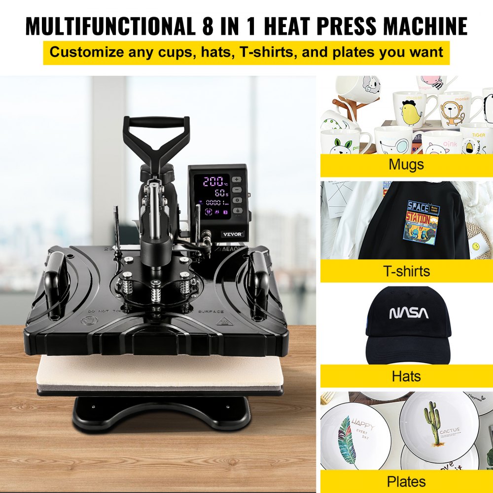 8in1 Combo Heat Press Wireles Sublimation Ink Printer Tshirts Plates Mugs  Bundle