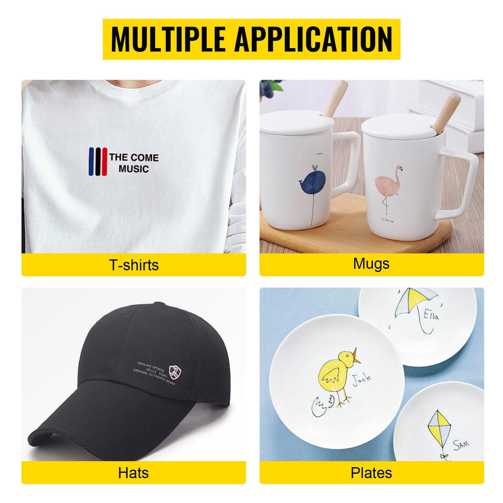 VEVOR 8 In 1 Heat Press 12X15 Black Sublimation Machine for Coaster Mug and Cap